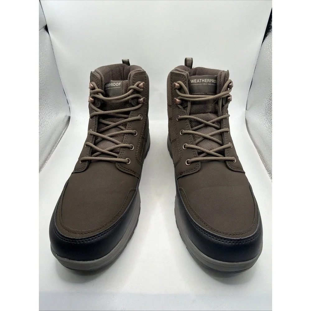 Weatherproof Jenkins Snow Boots Men's Brown Lace Up Lightweight Comfort Size 11.